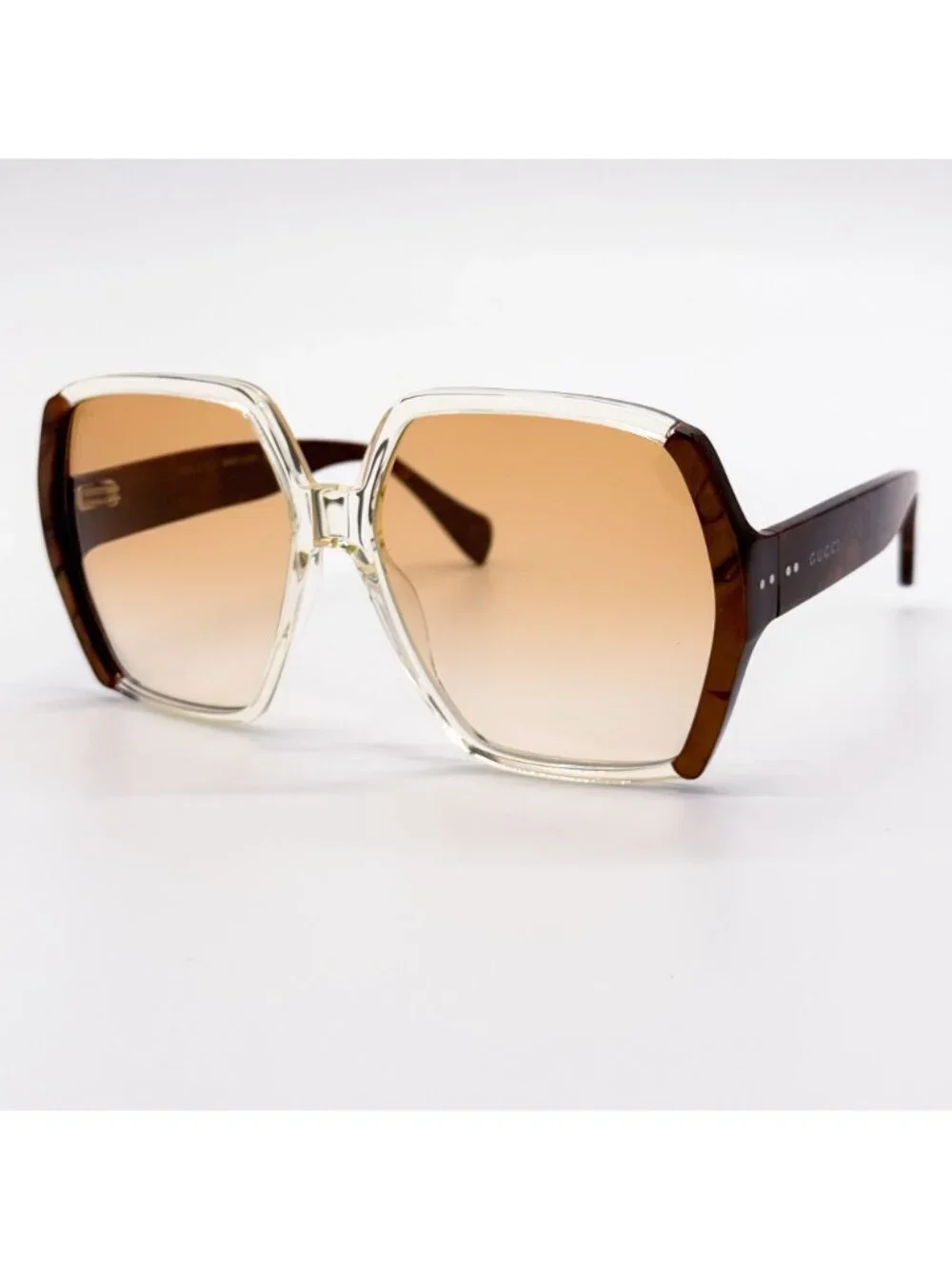 New Gucci Havana Brown Oversized Women Sunglasses GG1065S 001